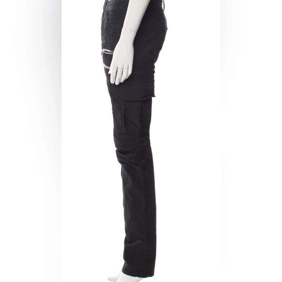 Balmain NWT black distressed zipper detail pants size 46 silver hardware $1500 - Picture 3 of 16